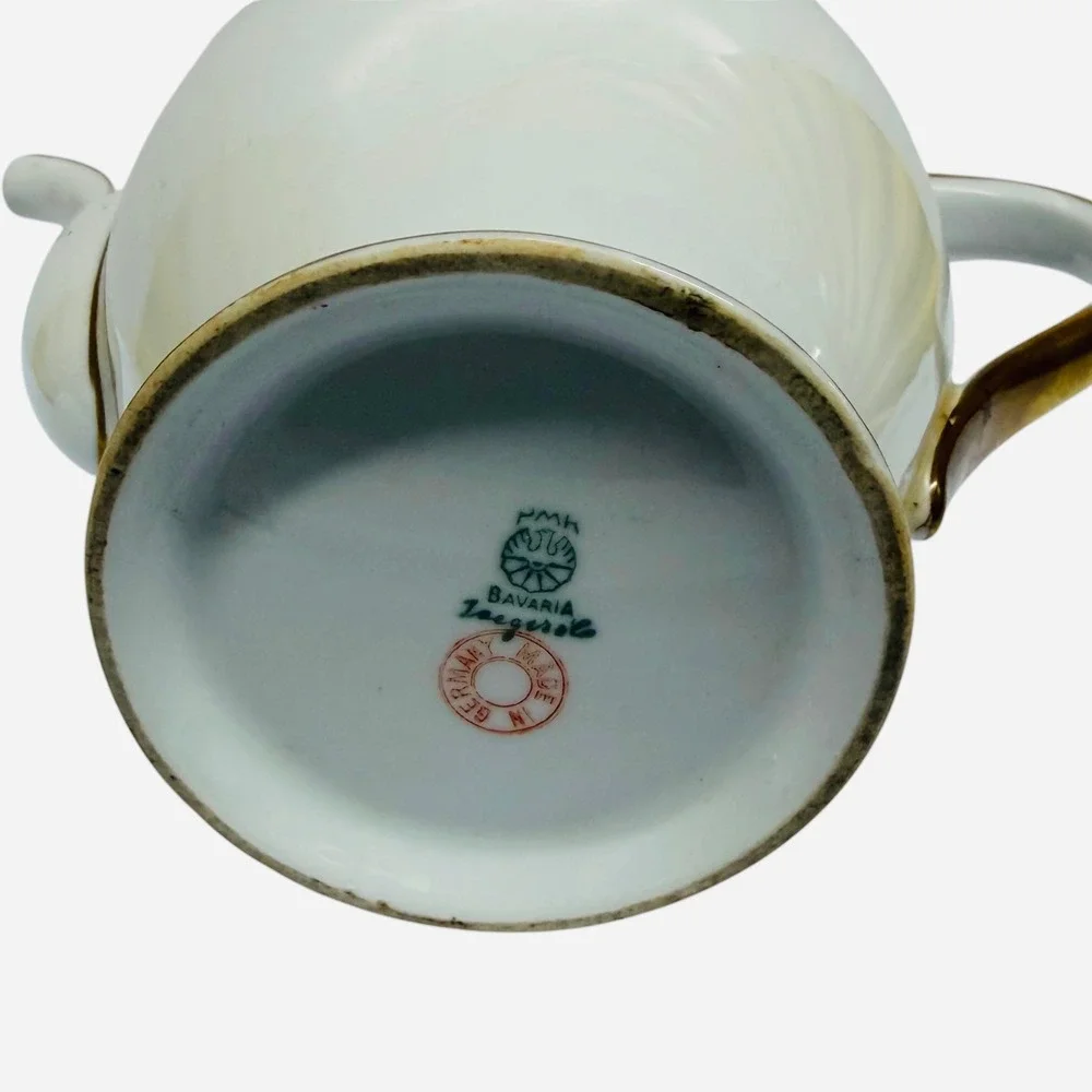 PMR Bavaria Germany Tea Set Purple Gold Gilt Teapot Creamer Cups Vintage Good